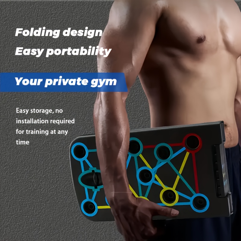 Multifunctional Folding Push-Up Board, Chest Muscle Training Auxiliary Equipment, PP Material - No Charging Required, Portable Home Fitness Equipment, Suitable for Full Body Exercise, Push-Up Bar, with Resistance Band, Home Gym Push-Up Bar, Floor-Type Push-Up Handle, Professional Strength Training Equipment, Professional Training Kit, Foldable Push Bar And Resistance Band, Home Fitness Equipment, Chest And Arm Muscle Training, Strength Training