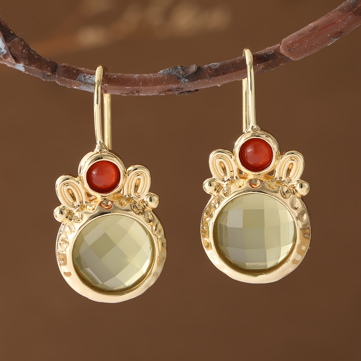 Women's Vintage Court-Style Distressed Hammered Lace Round Earrings