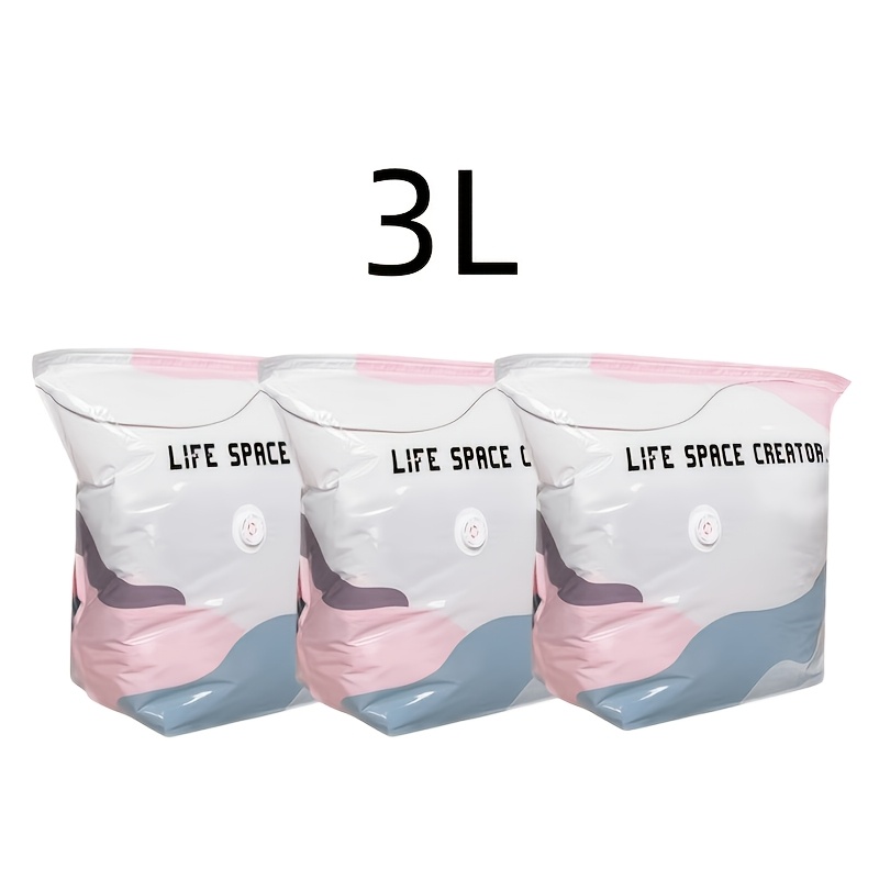 TEMU 3pcs Heavy-duty Vacuum Compression Storage Bags, Three-dimensional Style, No Pump Required, Space-saving, With Closure, Suitable For Clothes,