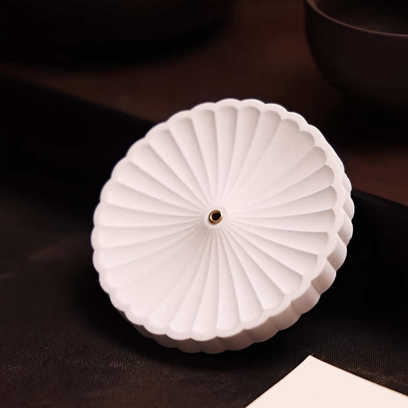 Image of Creative Incense Holder Petal Gypsum Incense Holder Ornament Home Incense Base Zen Sandalwood Incense Tray Ornament