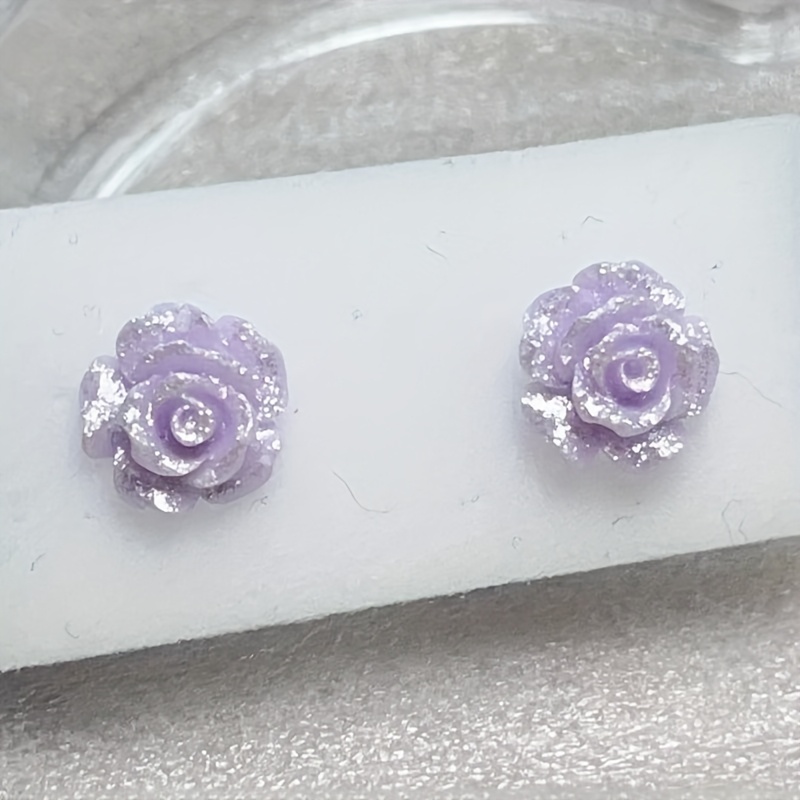 Fairy Fine Glitter Rose Earrings & Daily Earrings Set