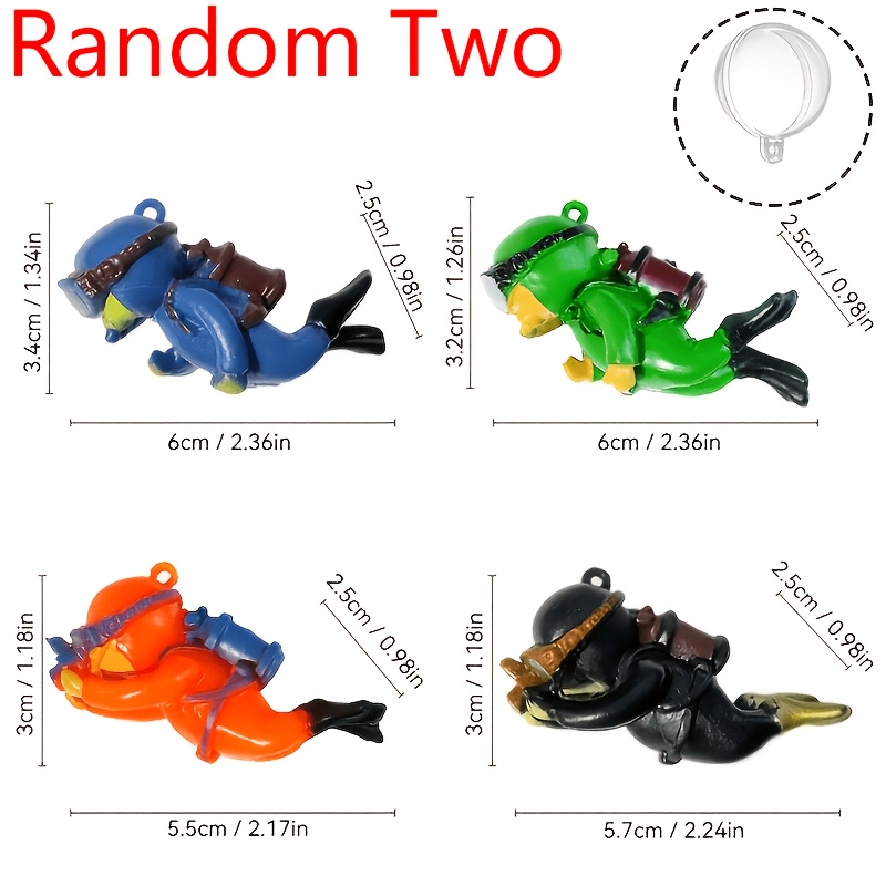 TEMU 4pcs (2pcs Divers And 2pcs Float Balls) Random Colors Floating Cute Chubby Divers Aquarium Decorations And Supplies. Suitable For Various