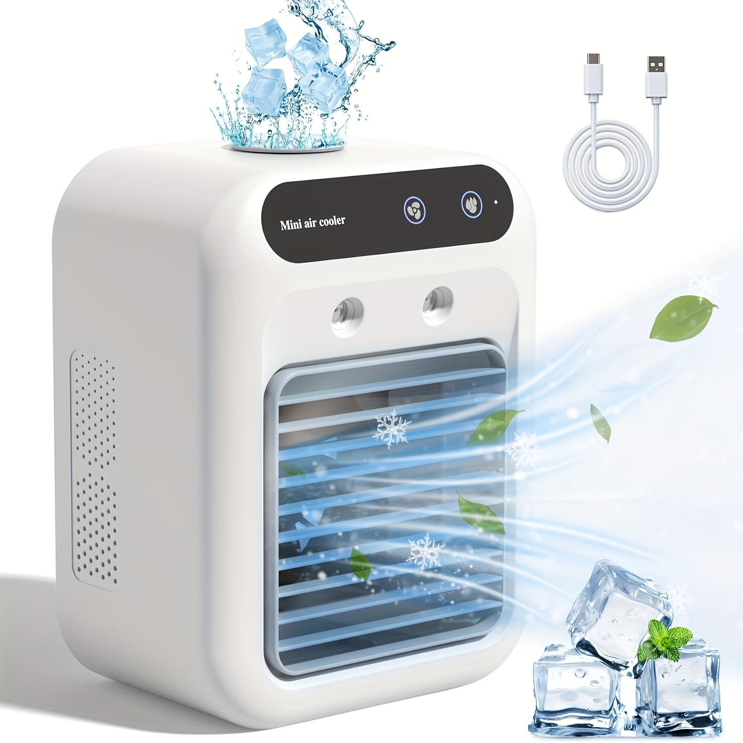 TEMU Usb Desk Fan, Mini Air Cooler, Portable Personal Cooling Rechargeable 1800mah Lithium Battery, Low Voltage Operation, Desk Office Use