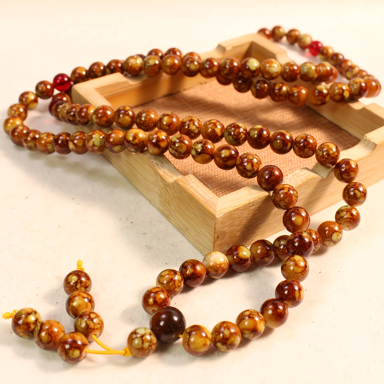 Fashionable 108 Amber Beads Necklace and Bracelet Set