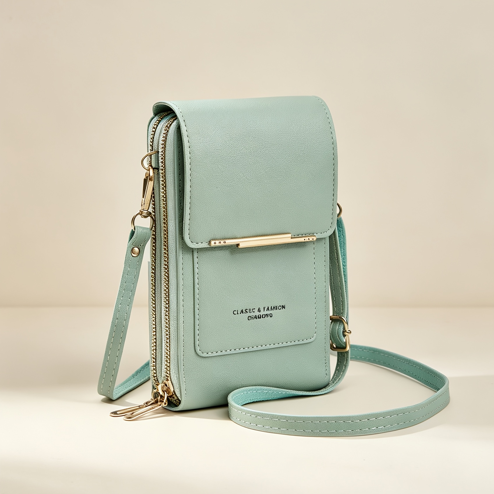 TEMU Bolso bandolera de mujer, mini, corto, de moda, vertical, con pantalla táctil para teléfono, bolsa de gran capacidad, con cremallera, con