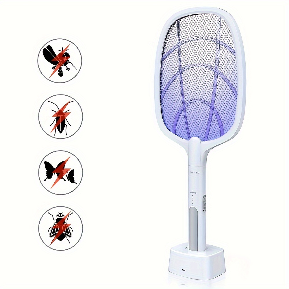 

Usb Rechargeable Electric Fly Swatter - For Smart Bug Zapper With 3-layer Safety Mesh, Powerful Mosquito & Fly Killer For Home, Bedroom, Kitchen, Patio