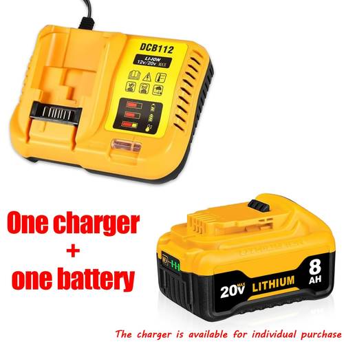 item picture separately 1 2 pack 20v 8 0ah dcb200 replacement dewalt 20 battery and charger combination compatible with 20 volt tool dcb185 dcb186 dcb187 dcb181 dcb200 dcb180