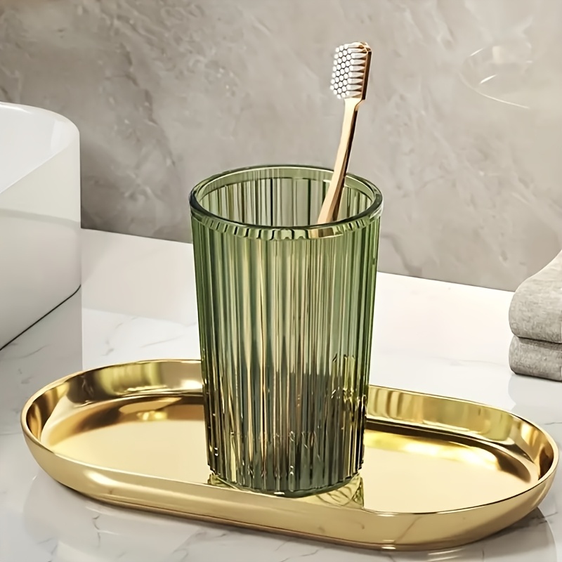 TEMU Single, Multiple, Casual Transparent Striped Mouthwash Cup, Bathroom Water Cup, Light Luxury Mouthwash Cup, Suitable For Home, Couples, Student