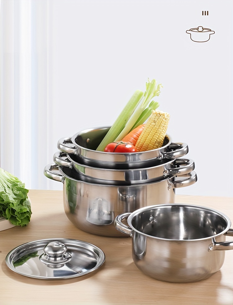 410 stainless steel cookware set 5ps stainless steel cover induction cooker universal details 3