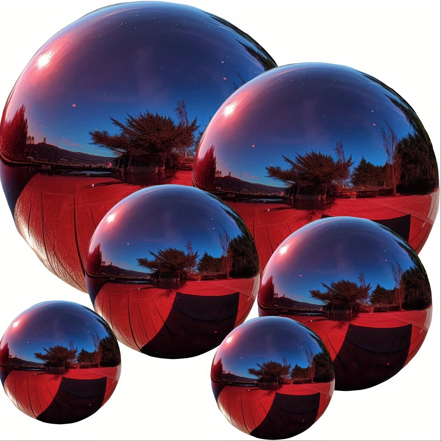 

6pcs, Stainless Steel Gazing Ball, Red Mirror Polished Hollow Ball Reflective Garden Ball, Pre-drilled Gazing Globe For Home Garden Ornament Decorations
