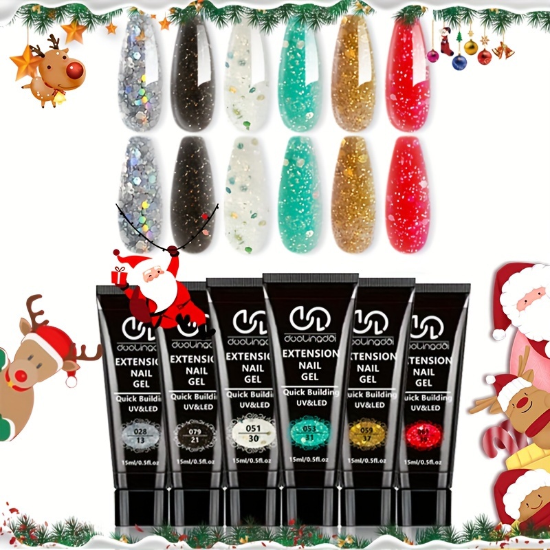 

6- Gel Set, Unscented Thickening , 28+ Long-, Led/uv Gel, Application Toothpaste , For Beginner Diy Art & Christmas Gifts