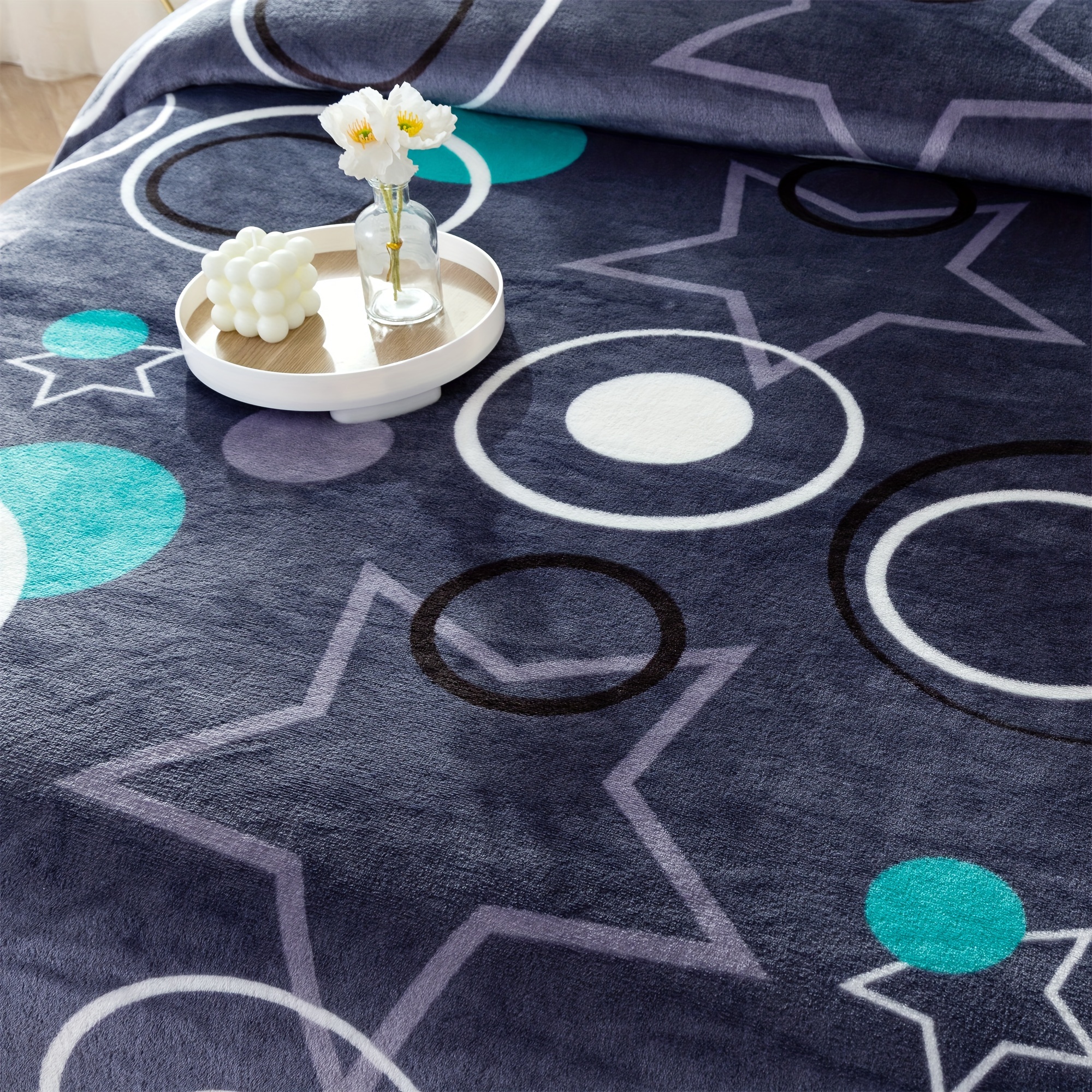 Image of Space Pattern Blanket 1pc, For Spring, Summer, Autumn, Winter, Room Decor, Living Room, Sofa, Gift For Valentine's Day, Mother's Day, Back To School