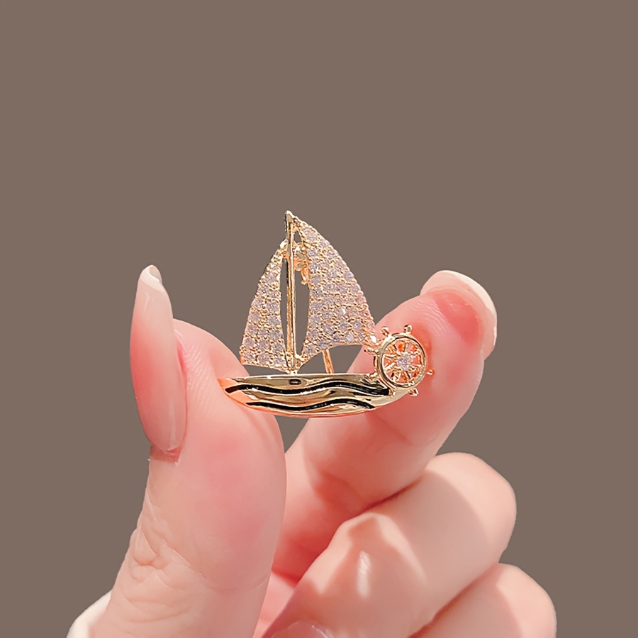TEMU Un elegante broche de para mujer, un accesorio de pin pequeño, elegante y lindo, una de barco pequeña creativa, una decoración de traje