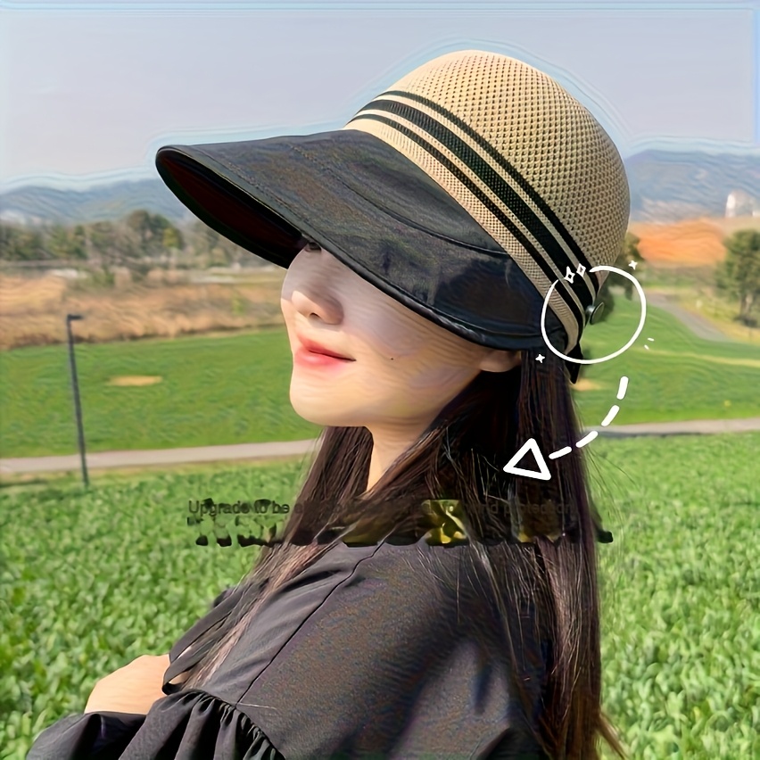TEMU 1pc, Essential For Outdoor , Women's Wide-brimmed Sun Hat, Spring And Summer Mesh Top With Ponytail Slit Baseball , Classic, Versatile, Fashionable And Stylish