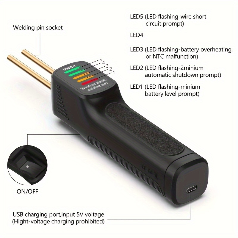 handheld plastic welding tool usb rechargeable lithium battery powered   with 200   for car bumper headlight and daily product repair