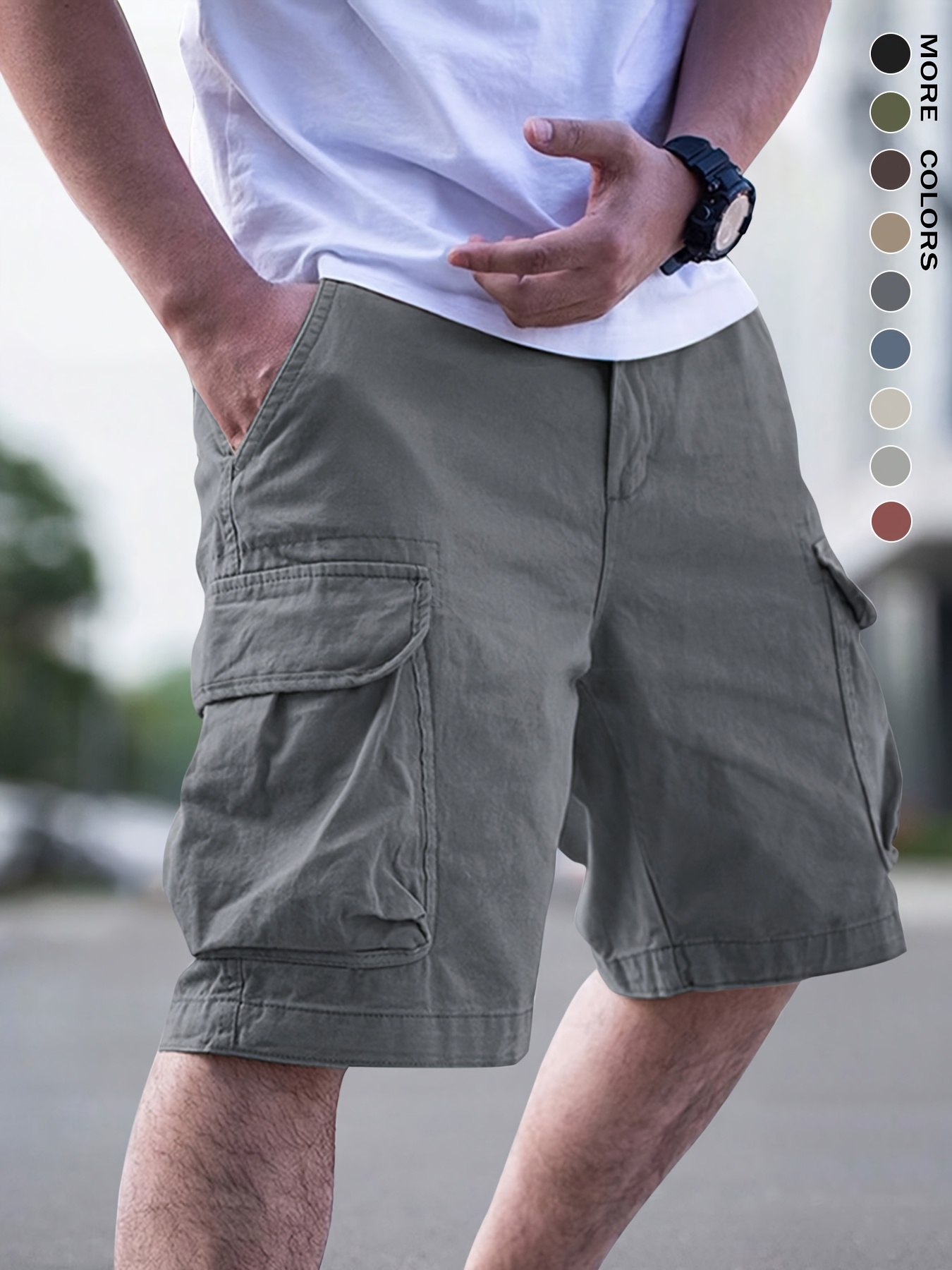 *'S Classic Olive Green Cargo Shorts Casual, Non-Stretch Fabric, Multiple  Pockets Outdoor Activities and Hiking, Casual Wea*argo Sh