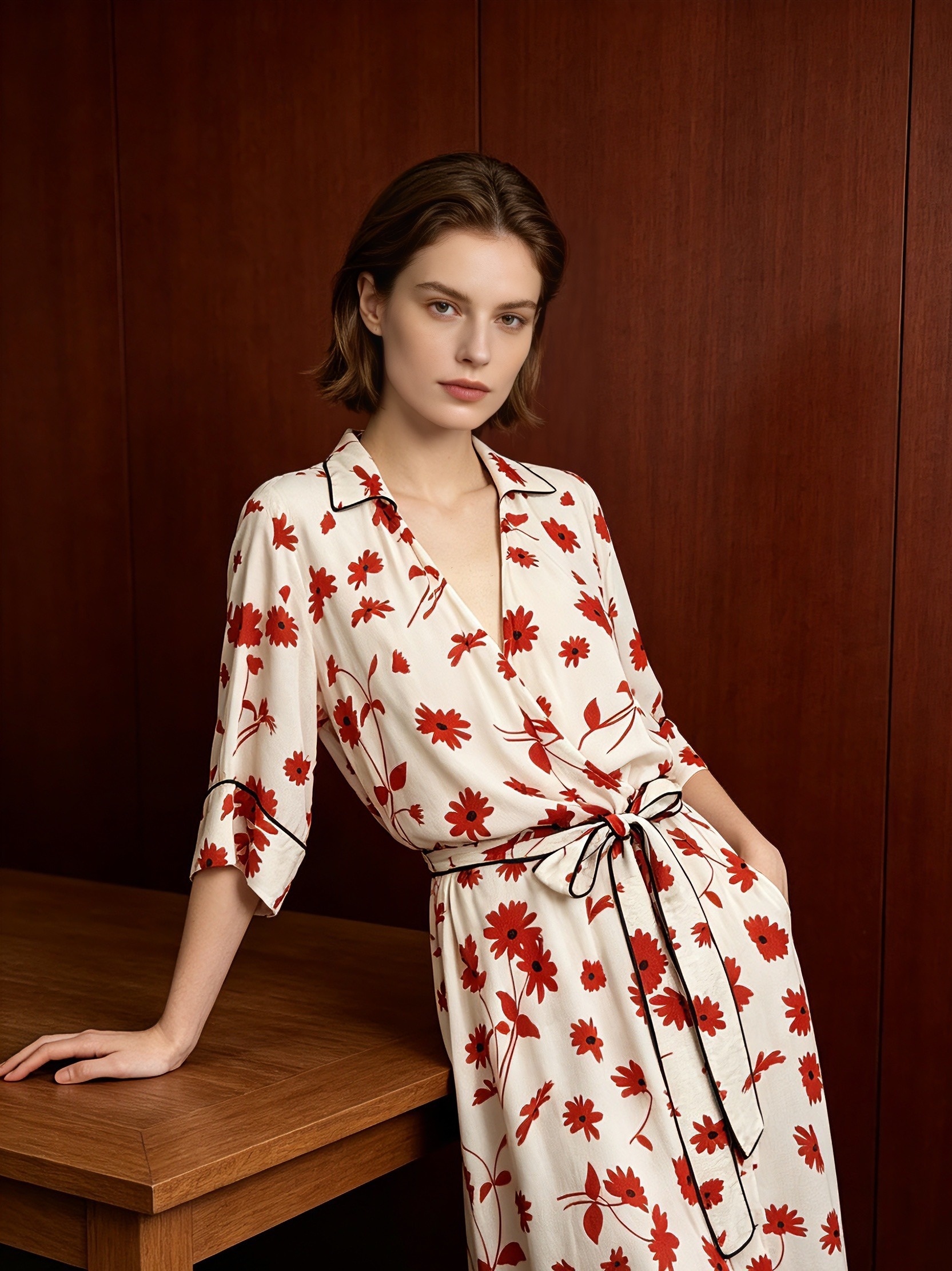 beige floral print draped midi dress new summer french luxury base red colorgrp-52889 That backless dress is Color:Print Black This attention to detail