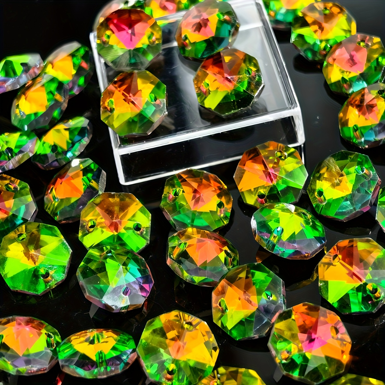 E-shop 50 Stück 14 mm Premium Import Österreichische Glasperlen - Achteckige Kronleuchter Deko, Geeignet für Garten, Hochzeit und Feiertagsdekorationen