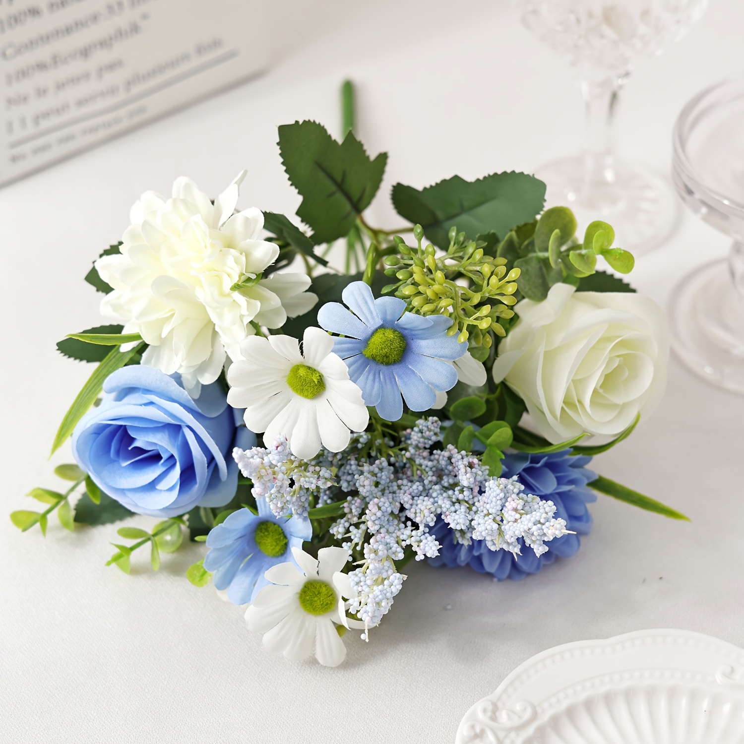 TEMU 1 pièce artificielles marguerites, chrysanthèmes, roses, pour intérieur, maison, salon, chambre, salle de bain, vase de centre de table, jardin