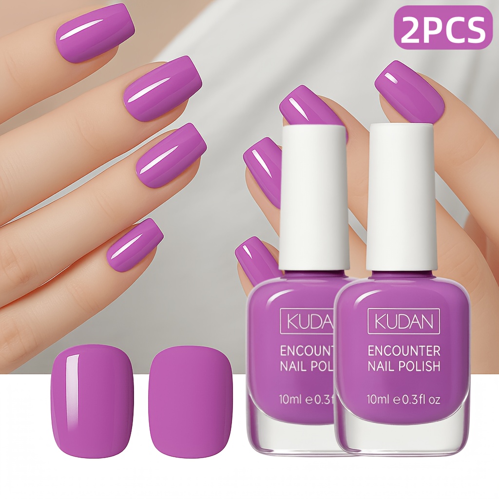 TEMU 2-pack Bright Purple Gel Nail Polish, 0.35 Fl Oz Each, No Light Needed, Off, Quick Dry, Long Lasting, Glossy Finish, Vibrant Nail , Perfect For