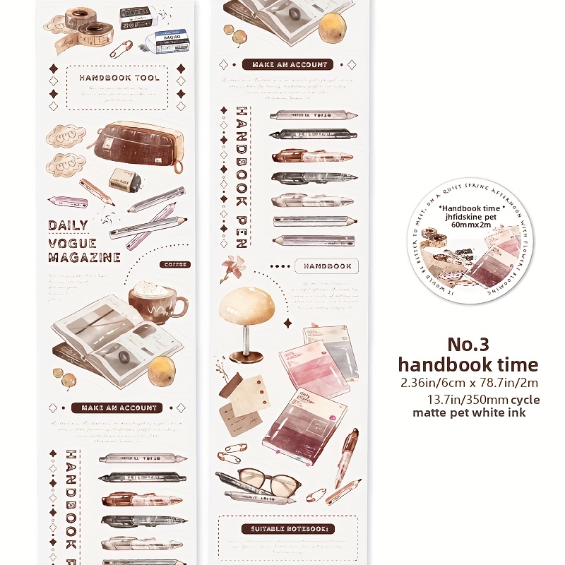 TEMU 6x200cm Ruban de Masquage Style INS Café Pain Café Autocollants Décoratifs Étiquette DIY pour Journal Scrapbooking Agenda Album