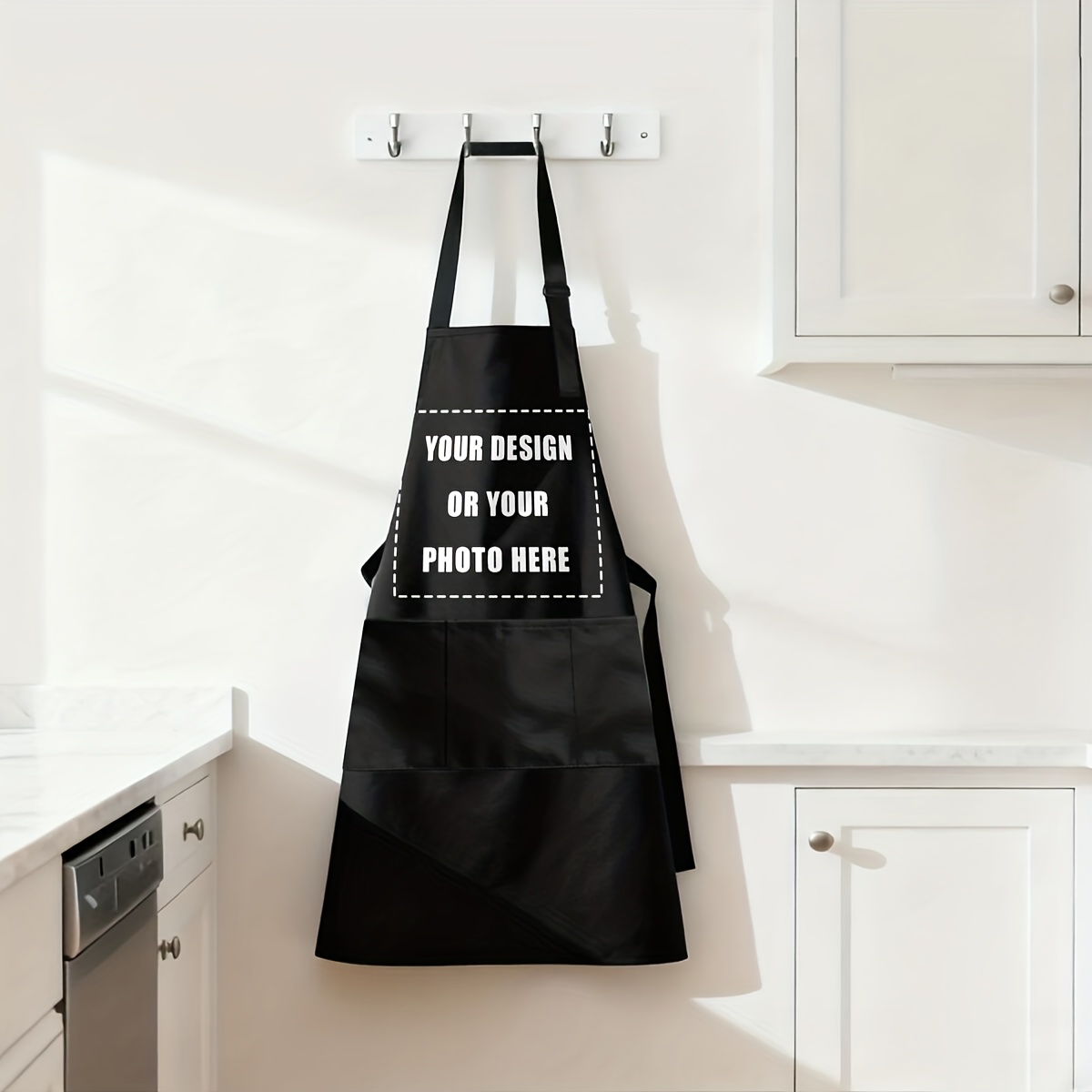 TEMU Custom Apron With 3 Pockets, Resistant To Oil Stains, Ideal For Professional Use In Kitchens, Cafes, Restaurants, Nail Salons, And For House