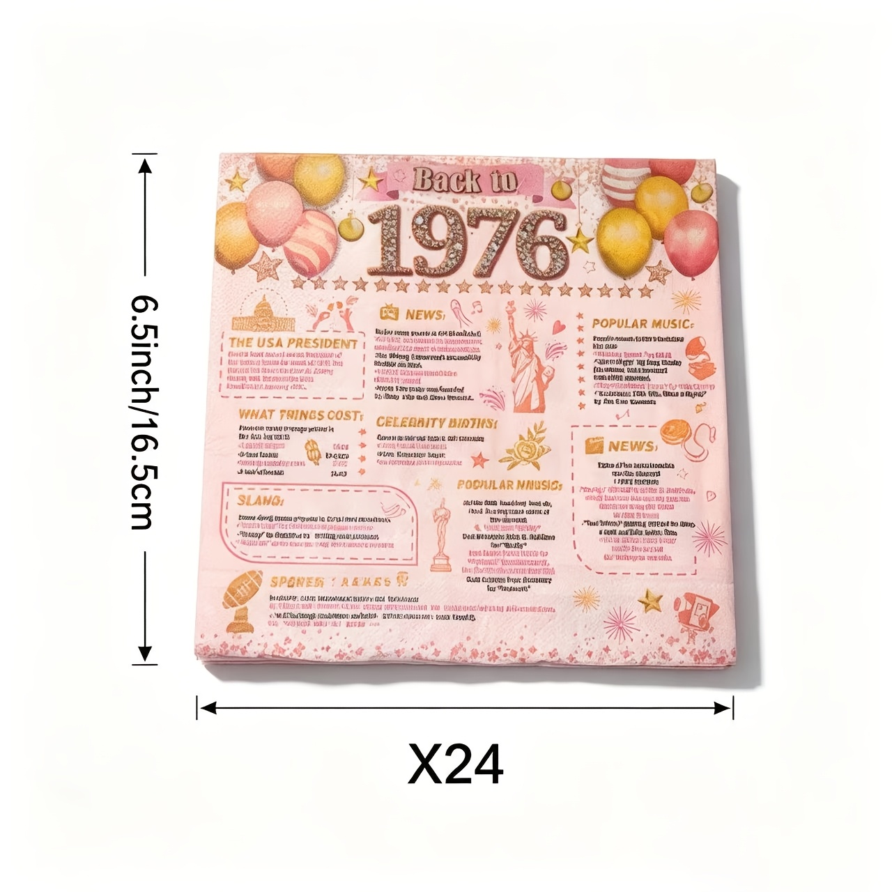 TEMU A Set Of 24pcs, Rose Golden Powder 50th Birthday Theme Party Disposable Paper Napkins
