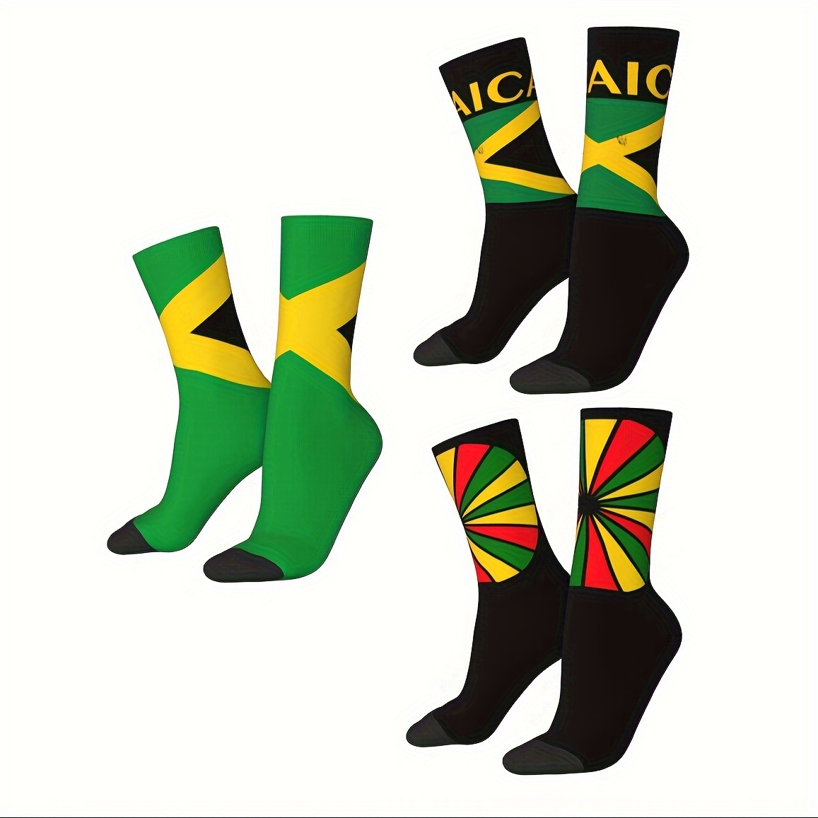 

1 Pair Jamaican Flag Socks Winter Print Socks, Comfortable And Breathable Mid Tube Socks