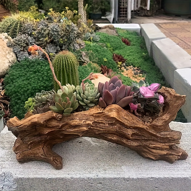 a vintage style tree stump succulent plant pot a unique - Temu
