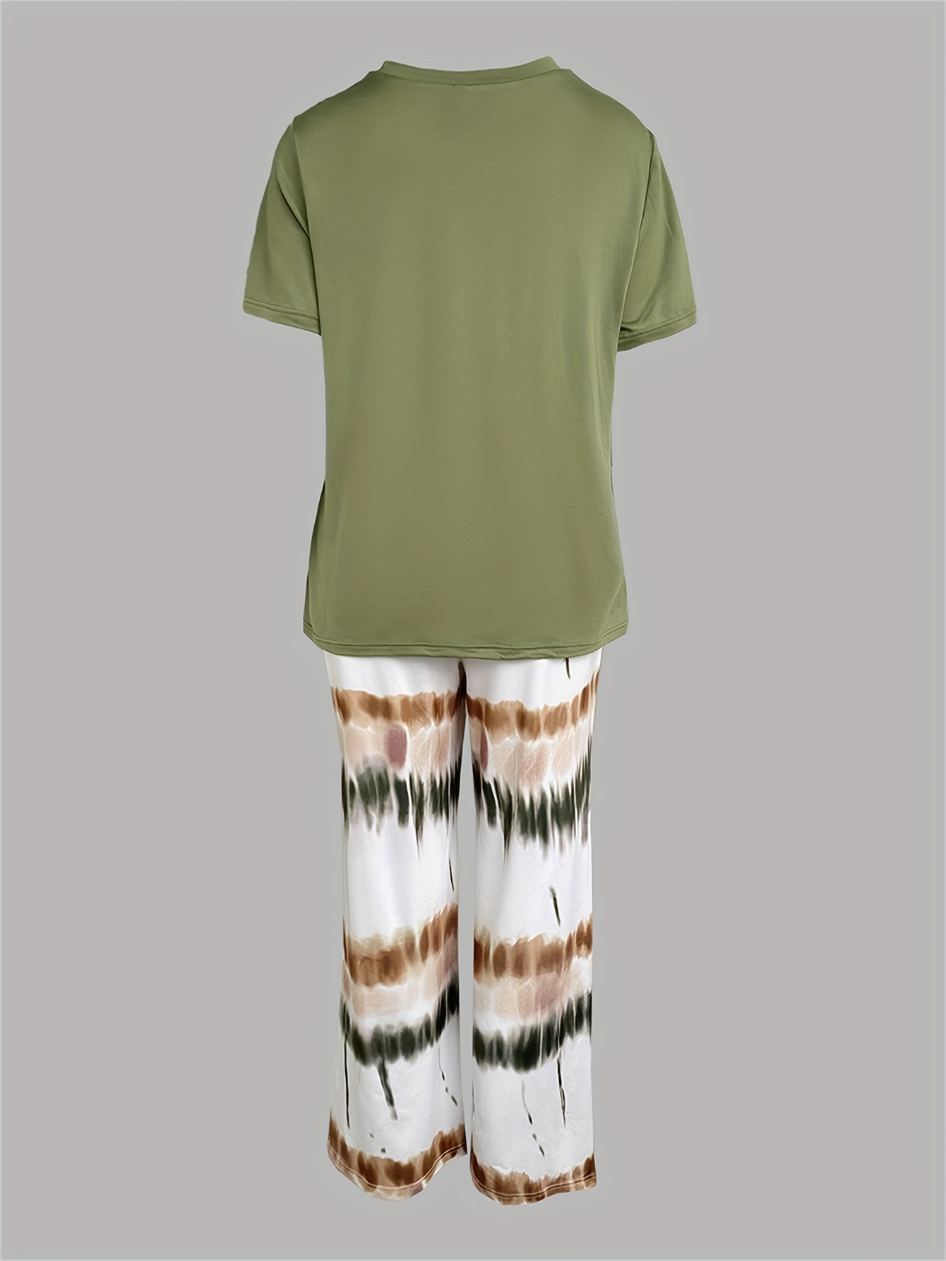2pcs printed round neck short sleeve set gradient printed loose pants womens summer pajama set breathable   clothing two piece set Product details 37