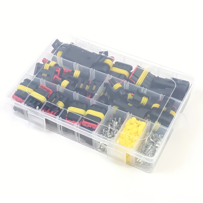 E-shop GOXAWEE 352-teiliges Automobil-Schnellverbinder-Set für HID, 26 Sets langlebiger 1/2/3/4-poliger Fahrzeugkabelstecker, rostfreies, versiegeltes