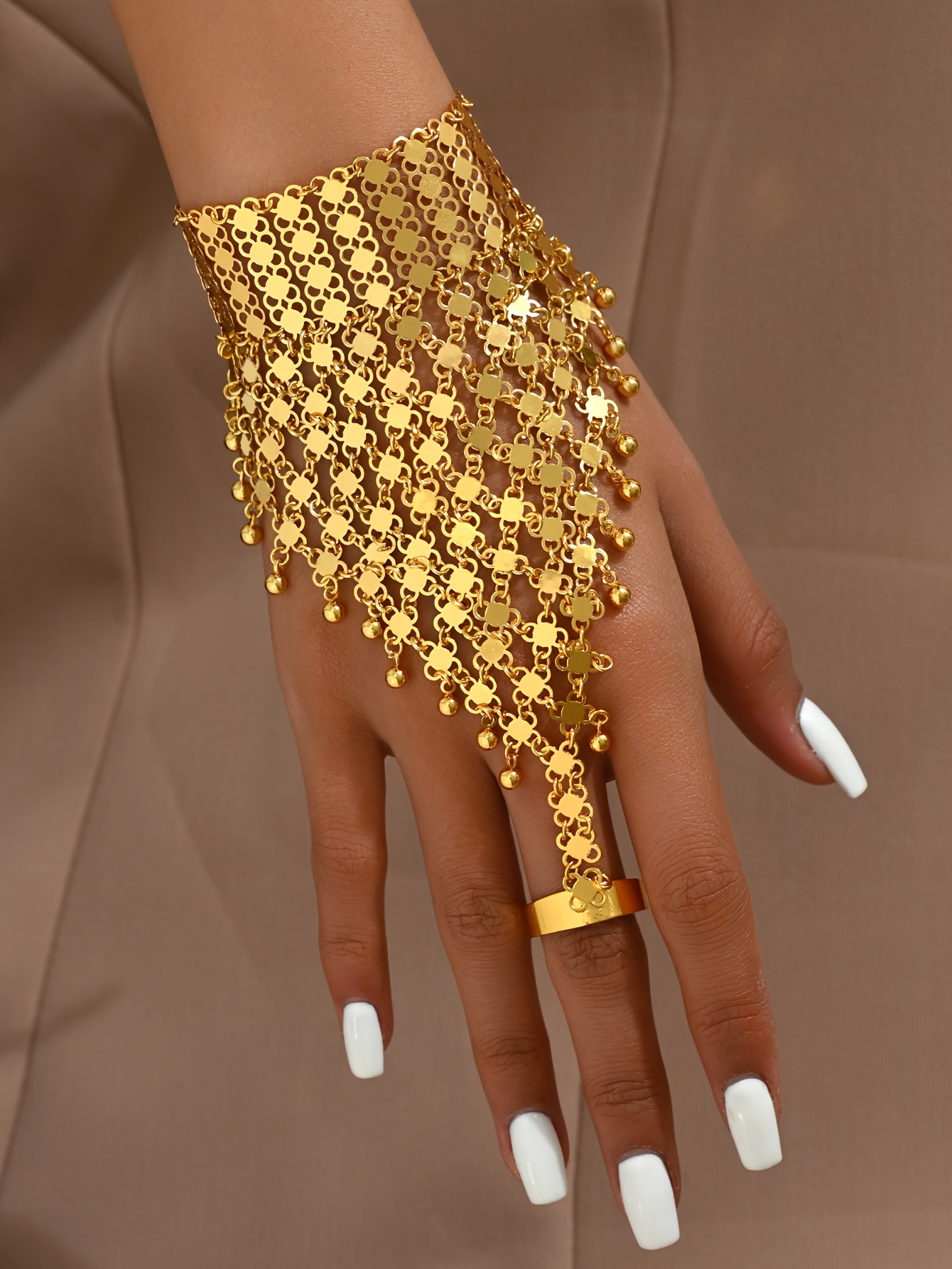 elegant vintage inspired floral finger bracelet perfect for weddings banquets all season wear flower bracelet details 1