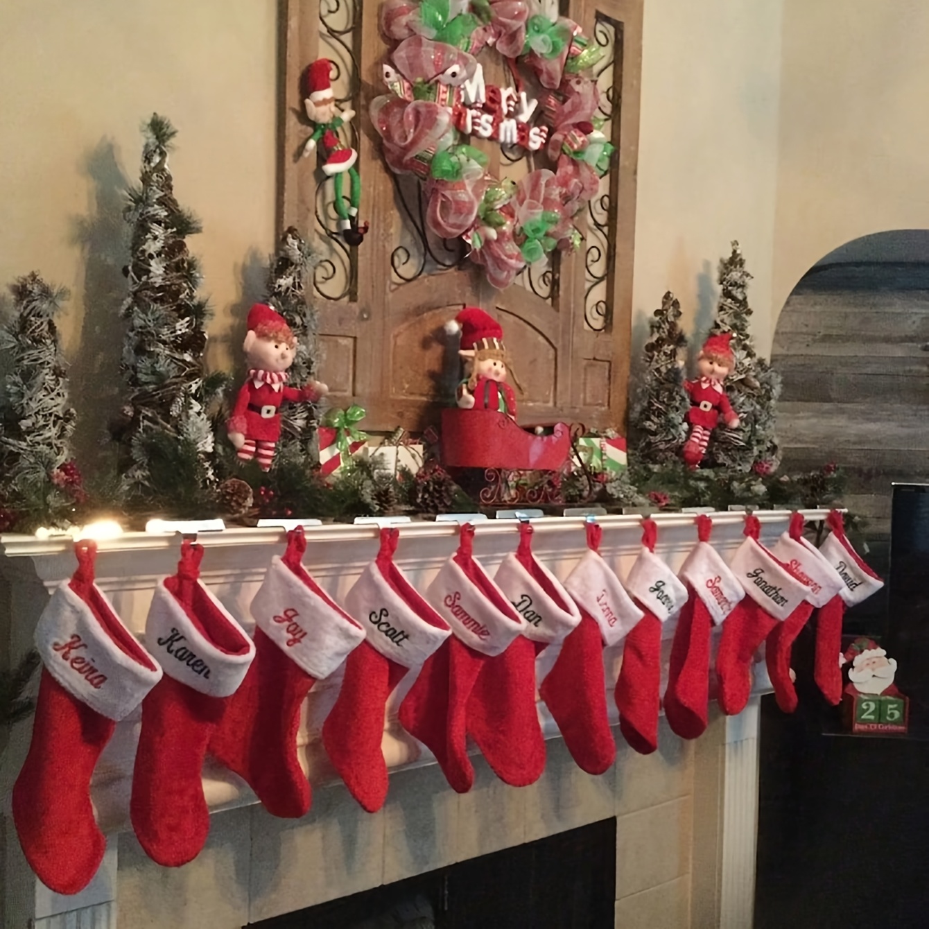 TEMU 1pc Custom Knee-high Socks, Personalized Knee-high Socks, Name-embroidered Christmas Stockings, Christmas Decorations, 1pc Personalized Velvet