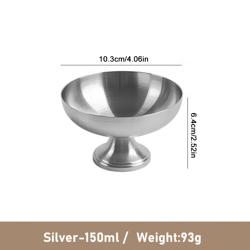 TEMU Vasos para helado y cuencos para postre de acero inoxidable 304, estilo de lujo con metálica, multiusos para helado, postres, snacks - Juego de