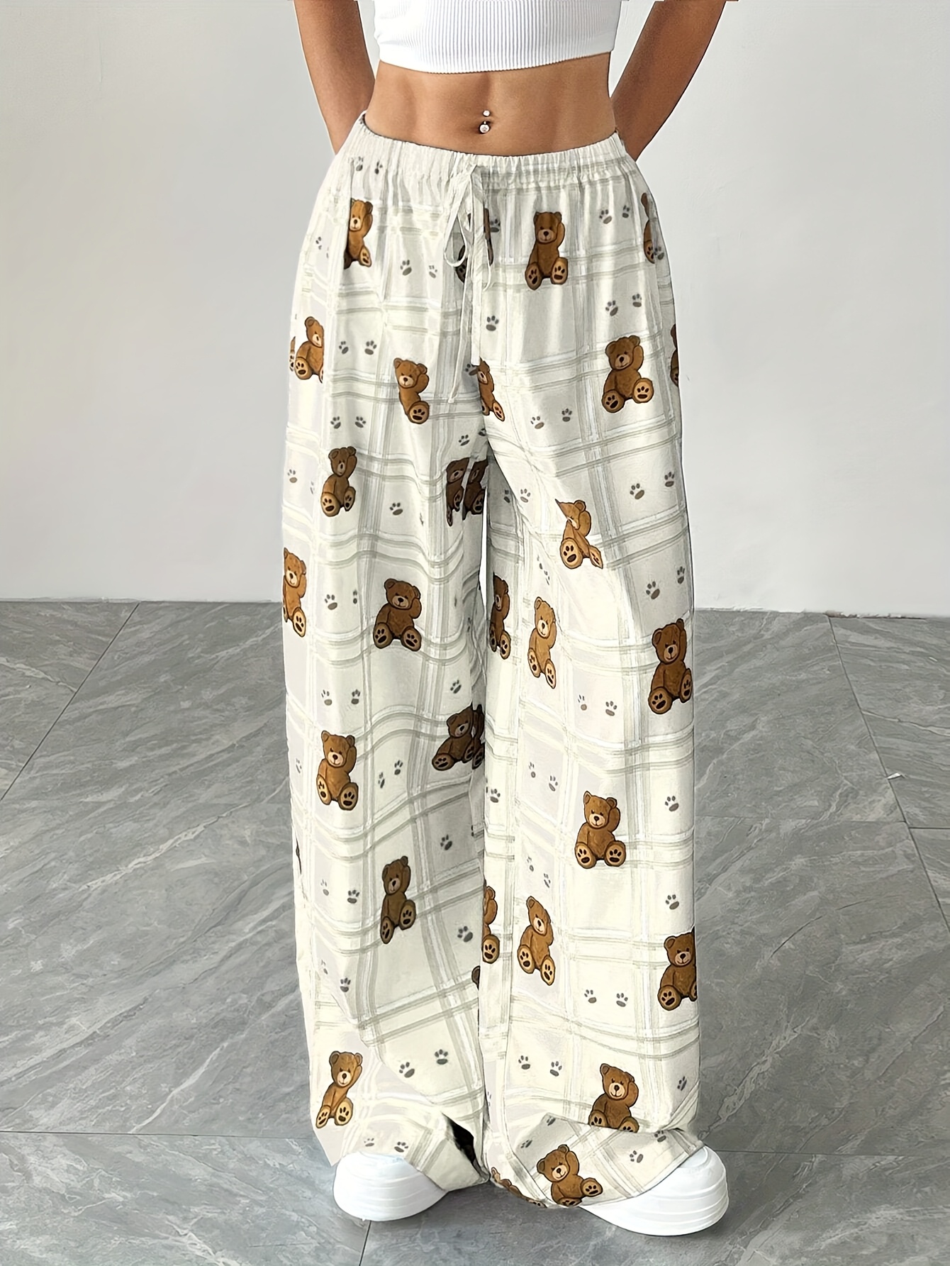 ★GLOWNY★TEDDY CONTRAST TRACKSUIT PANTS (CHOCO BEAR)★人気 Jogger in Black color with Goat Teddy Print | Casual, Sporty