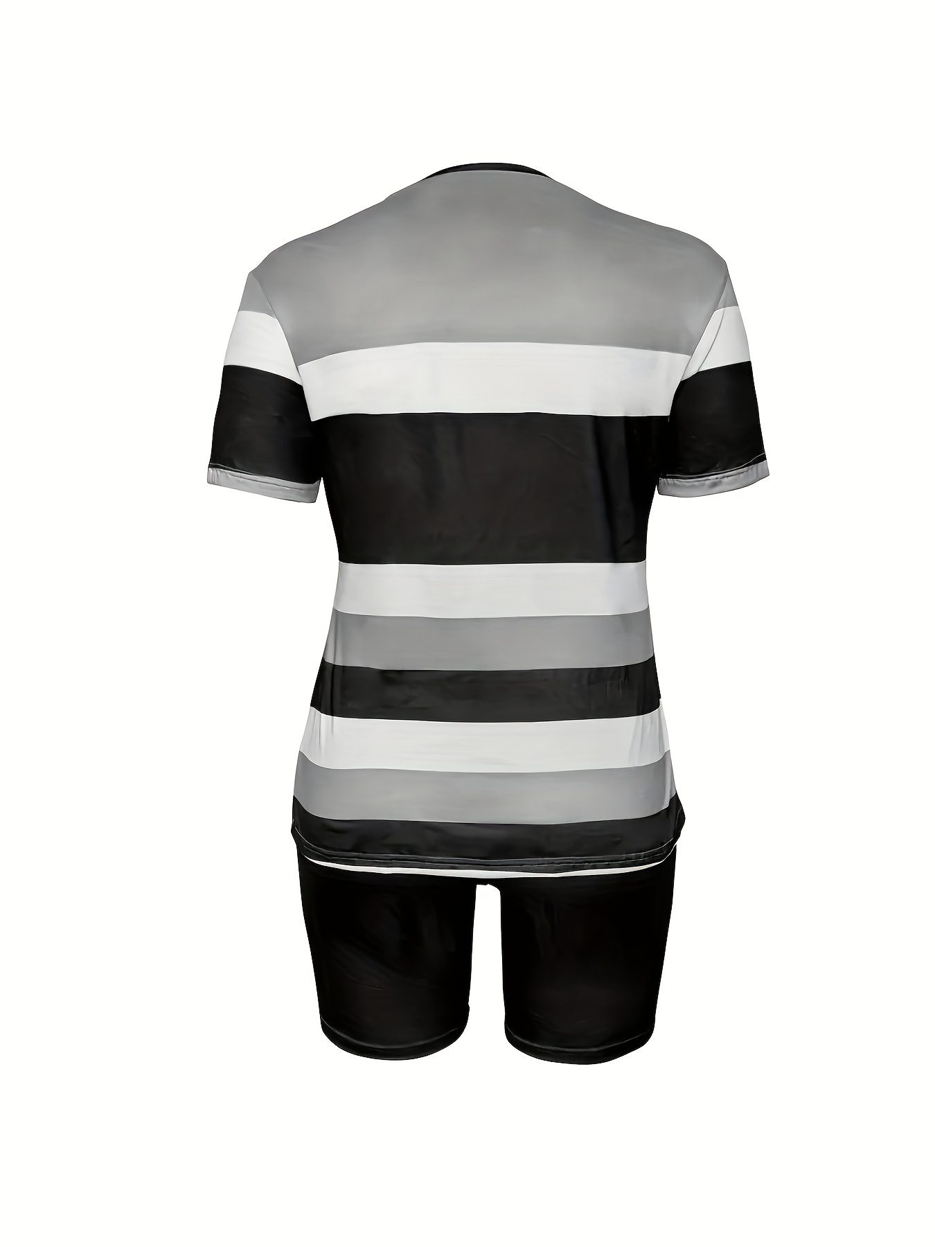 Plus Size Plus Size Striped 2pcs Set Short Sleeve Top And Biker Shorts  Casual Lounge And Outfit Halloween And Christmas Gift
