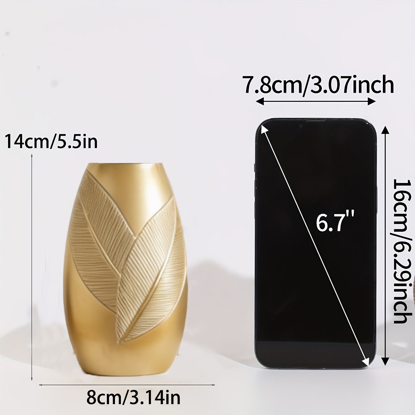 Image of 1pc Resin Dry/fresh Flower Vase, Light Luxury, Easy Style, Pattern, Oval And Rounded Bottle Body, Leaf Vein 3d Engraving, Suitable For Living Room Entrance Table Decoration And Home Embellishment In