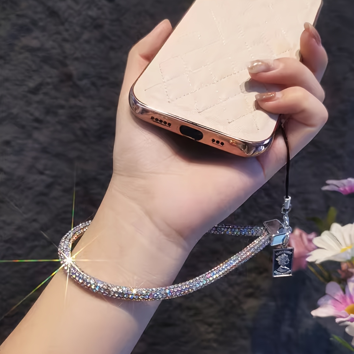 TEMU Lujoso Cordón para Teléfono con Diseño de Cabeza de Belleza, Individual y Único, Cadena Antipérdida para Exteriores, Correa de Muñeca Corta