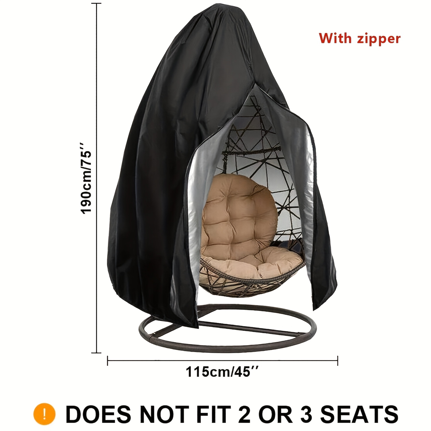 TEMU Housse de protection pour chaise à balancelle patio 600D résistante, Housse de protection pour chaise à balancelle d'extérieur avec fermeture