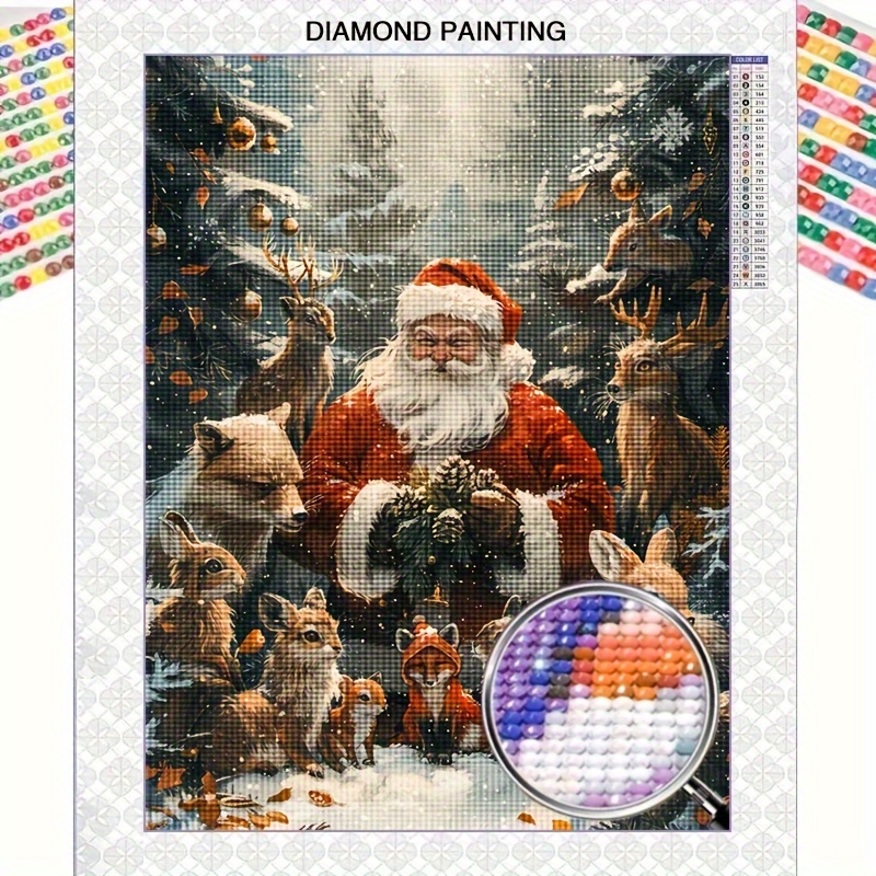 

Festive 40x50cm/15.7x19.7in Diamond Painting Kit: Santa And Forest Friends - Mosaic Wall Art, Suitable For Adults And Beginners, Perfect For Christmas Decor