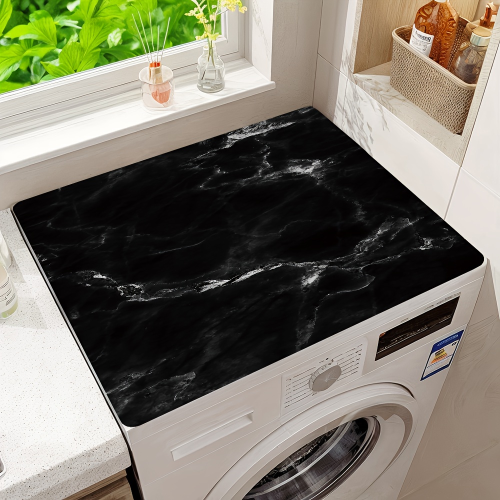 1pc Large Marble Washing Machine Mat, Fiber Surface, Rubber Non-slip Base, Home Decor, Suitable For Washing Machine, Laundry Room, Kitchen, Stove, Cabinet