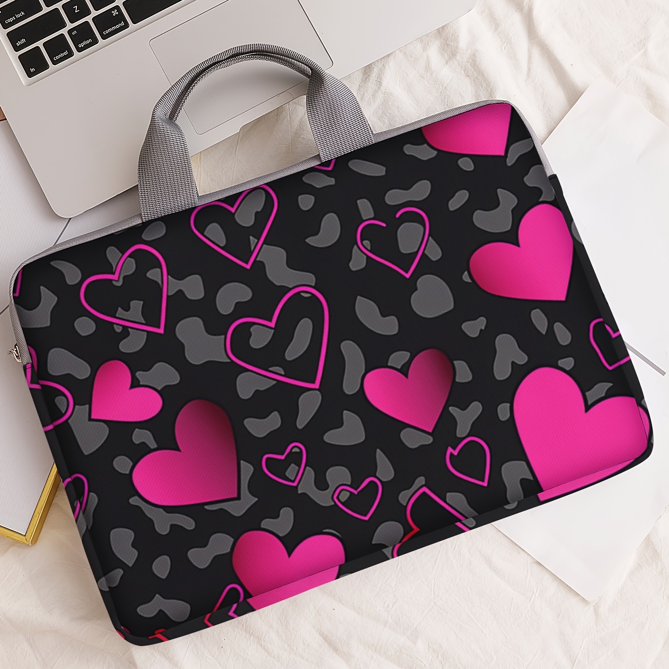 TEMU 1pc, Love Pattern Printed Laptop Laptop Case, Briefcase Laptop Fabric Cover Suitable For 14 Inch Laptop Soft Cover Laptop Case Laptop Briefcase