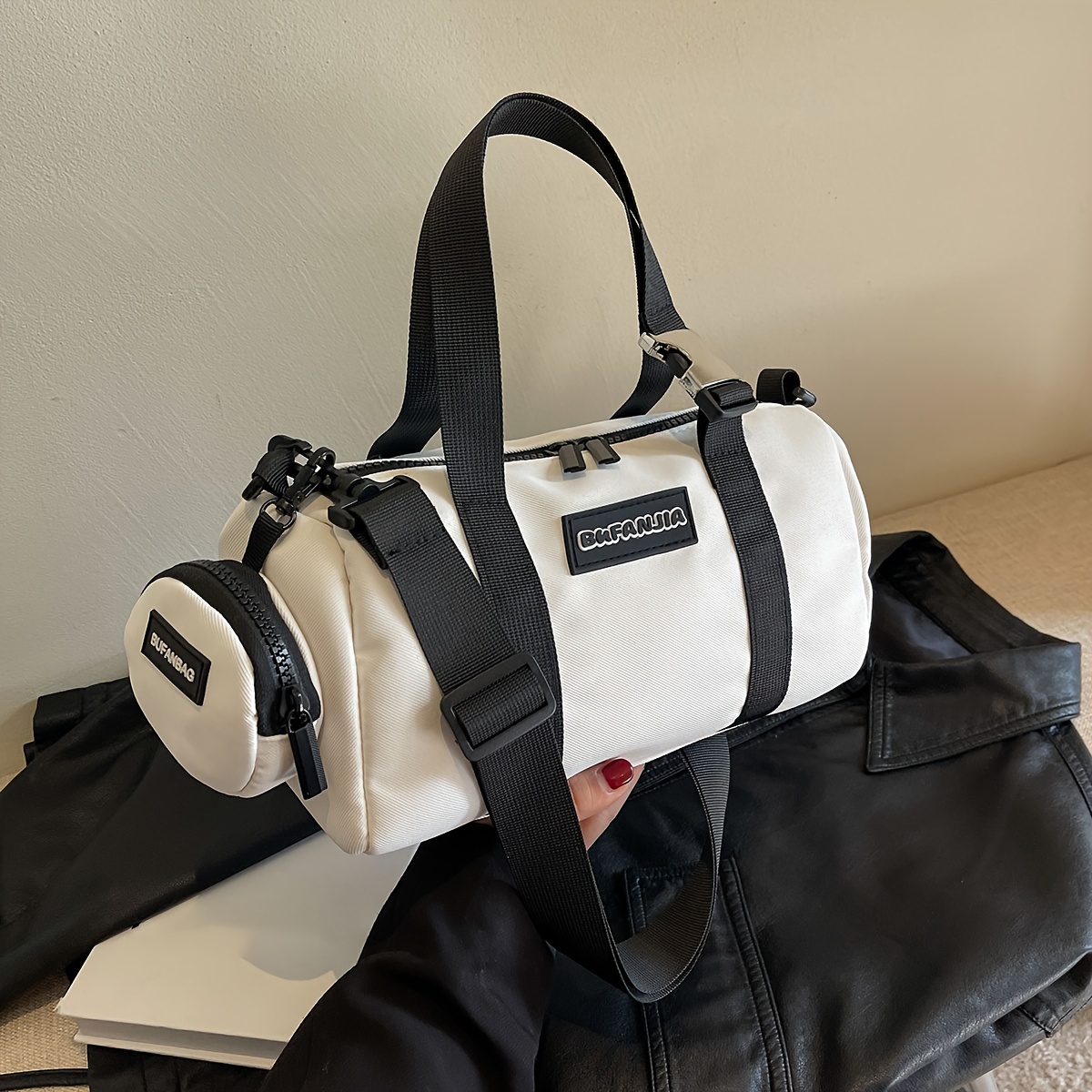 

Women's Trendy Nylon Barrel Bag, Casual Crossbody Sporty Sling Bag For Women, Versatile Handbag With Adjustable Strap