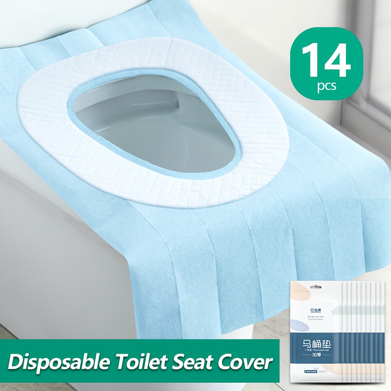 Image of 14pcs/7pcs Disposable Toilet Seat Covers, Portable Travel Toilet Seat Cushions, Suitable For Public Restrooms, Airplanes, And Camping Travel Accessories.