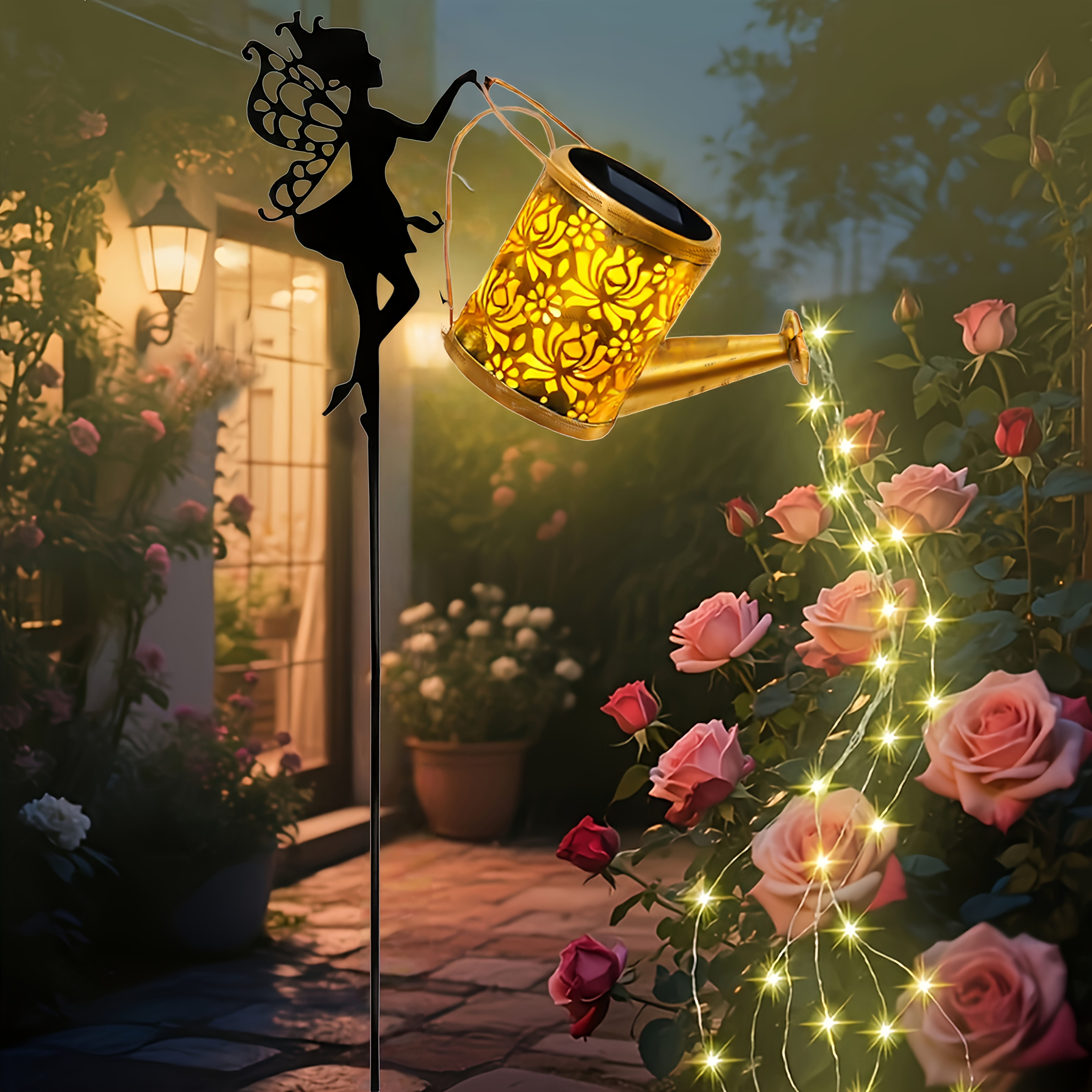 TEMU 1pc/2pcs Solar Outdoor Hanging Lights - Waterfall Fairy Lamp & Garden Art Lamps Art Decor Lights | Waterproof Solar-poweredperfect For Patios,