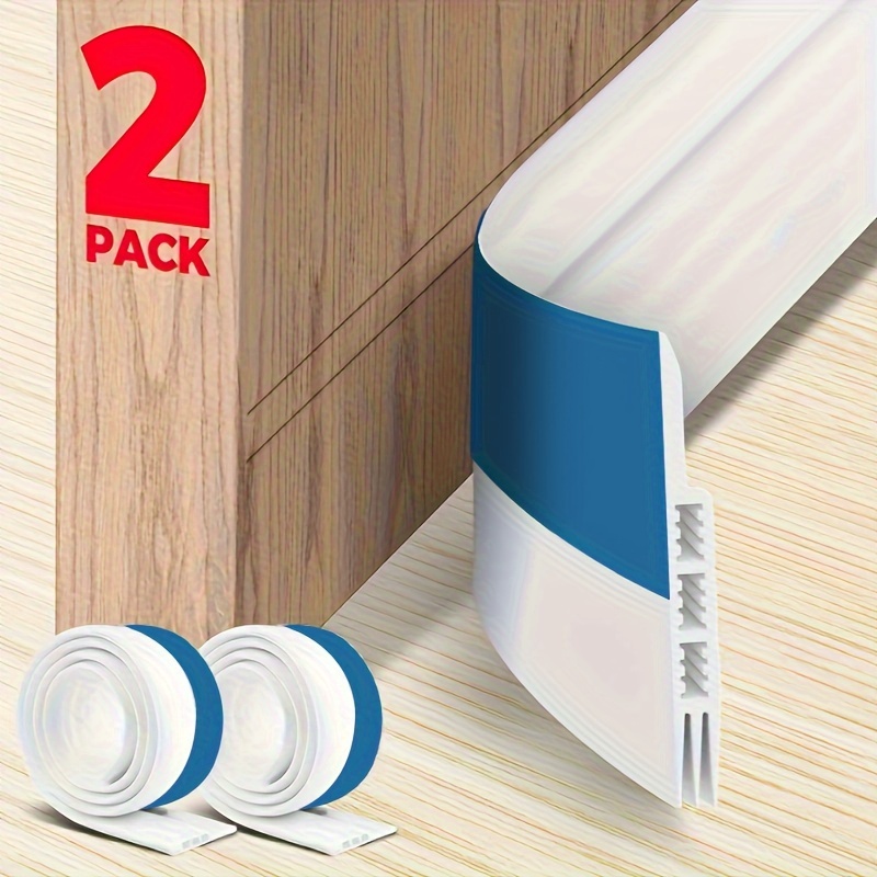 

2pcs Silicone Door Draft Stopper - 37" Long, Easy-to-install Under Door & Weather Stripping With Strong Adhesive, , For Interior/, White