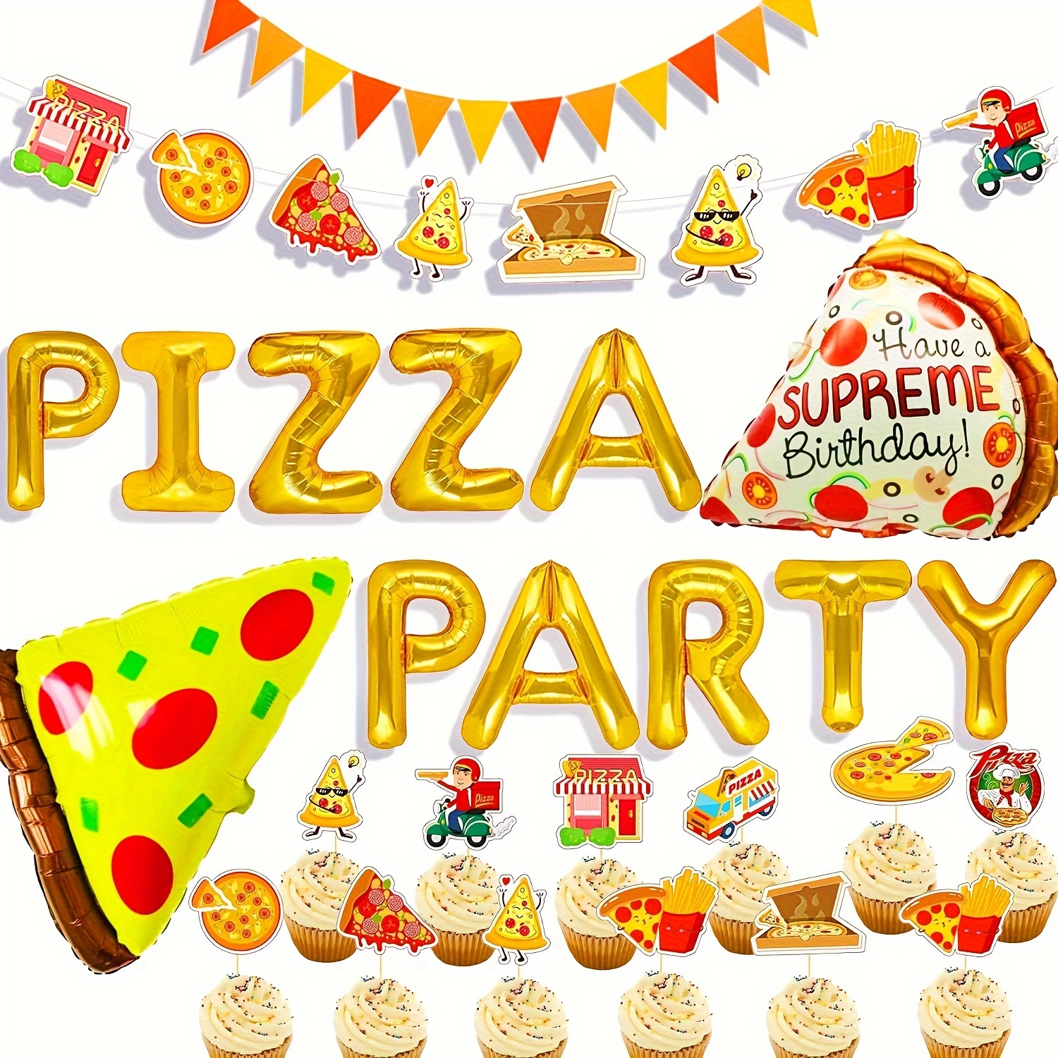 

17 Pcs Pizza Party Decoration Pizza Party Favors Pizza Party Supplies Pizza Party Birthday Decoration Pizza Balloon Slice Pizza Kids Party Balloons