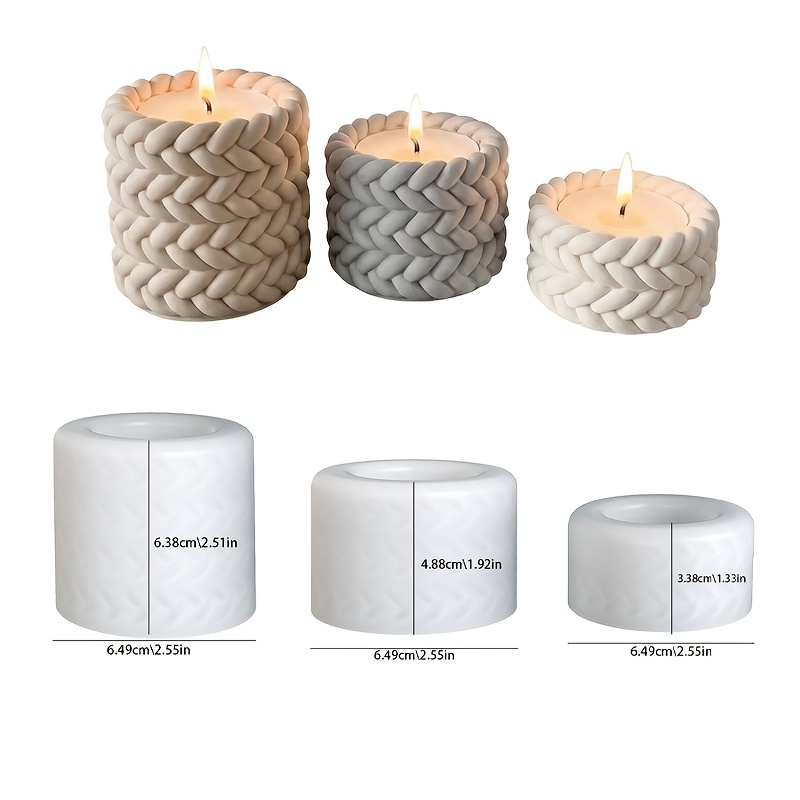 TEMU 3pcs Clay Molds, Large, Medium, Small Hemp Rope Candle Holders, Gypsum Silicone Molds, Home Desktop Atmosphere Decoration, Holiday Birthdays,