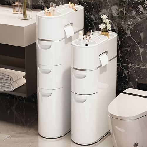 photo de l'article à tiroirs coulissants blanche à 3/4/5 niveaux pour étroits, rangement pour de bain, cuisines, salons, organisateur encombrant, de tiroirs de rangement