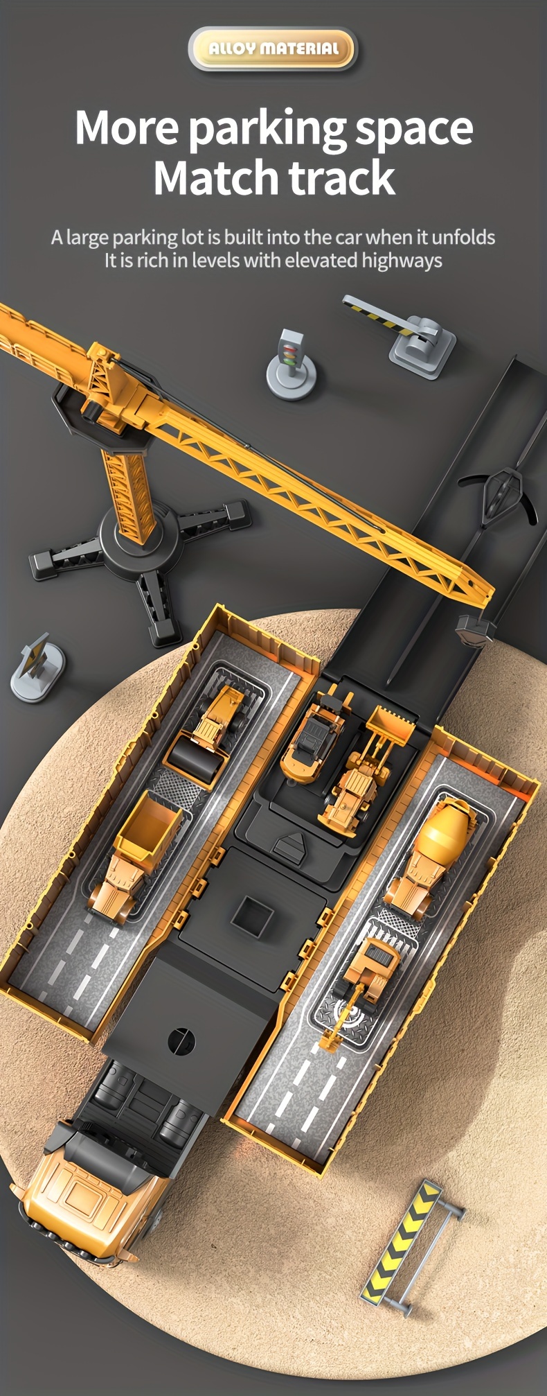 alloy simulation model construction site vehicle toy container including launch track including container truck tower crane 6 small cars tractor excavator bulldozer roller forklift mixer etc no electricity certificate complete truck building block building block building set truck model toy trailer truck toy for boy alloy car and trailer low bed trailer toy construction vehicle toy mini excavator toy Product details 7